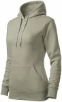 Damtröja med huva utan dragkedja, ljus khaki
