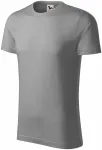 Herr-T-shirt, texturerad ekologisk bomull, ljus silver