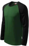 Kontrast-T-shirt för män med långa ärmar, grön på flaska