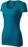 T-shirt dam med dekorativa sömmar, petrol blue