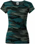 T-shirt för kamouflage för kvinnor, kamouflageblått T-shirt för kamouflage för kvinnor, kamouflageblått