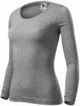 T-shirt för kvinnor med långa ärmar, mörkgrå marmor