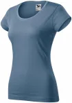 T-shirt med smal passform för damer med rund halsringning, denim T-shirt med smal passform för damer med rund halsringning, denim