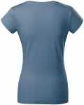 T-shirt med smal passform för damer med rund halsringning, denim T-shirt med smal passform för damer med rund halsringning, denim