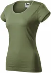 T-shirt med smal passform för damer med rund halsringning, khaki